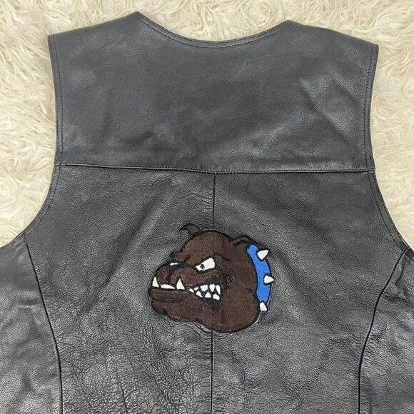 Vintage Vance Leathers Men’s Black Leather Biker Vest Maddog Patched Men’s XXL